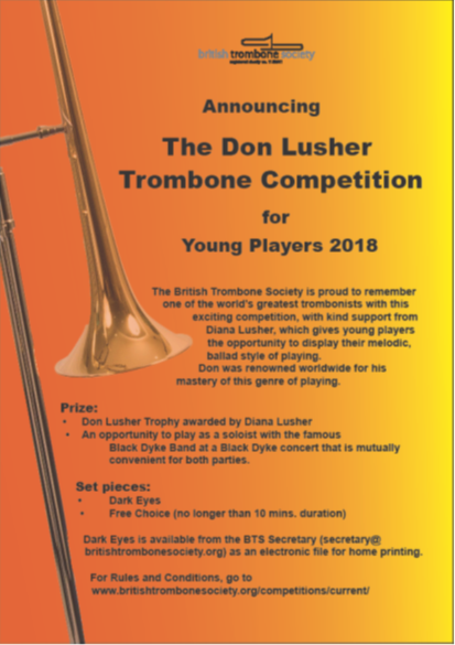 Announcing The Don Lusher Trombone Competition 2018